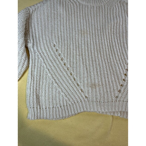 American Eagle Crochet Knit  Sweater XL Cream Chunky Textured Open Weave - Picture 3 of 6